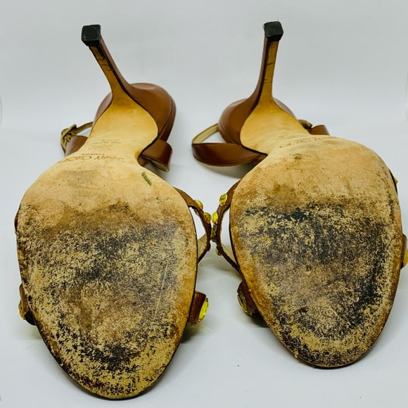 Jimmy Choo Brown Embellished Slingback Sandals - Picture 14 of 16